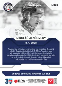 2022-23 SportZoo Live Tipsport ELH #L-063 Mikulas Jencovsky Back