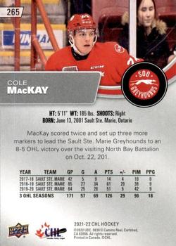 2021-22 Upper Deck CHL #265 Cole Mackay Back