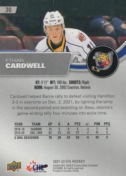 2021-22 Upper Deck CHL - Exclusives #30 Ethan Cardwell Back