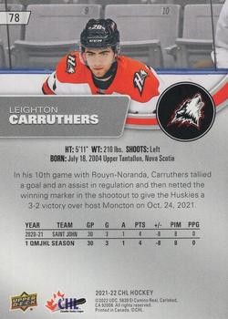 2021-22 Upper Deck CHL - Exclusives #78 Leighton Carruthers Back