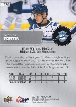 2021-22 Upper Deck CHL - Exclusives #220 Fabrice Fortin Back