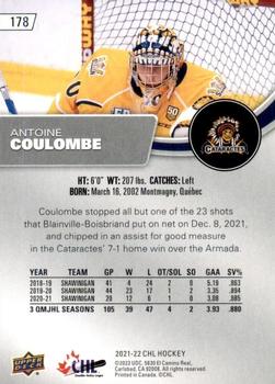 2021-22 Upper Deck CHL - High Gloss #178 Antoine Coulombe Back