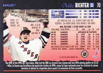 1994-95 O-Pee-Chee Premier #70 Mike Richter Back