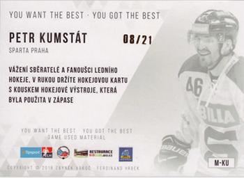 2018 OFS You Want the Best You Got the Best - Game Used Material #M-KU Petr Kumstat Back