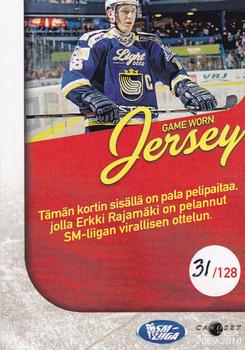 2009-10 Cardset Finland - Game Worn Jerseys Exchange #NNO Erkki Rajamäki Back