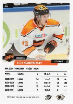 2022-23 Cardset Finland #077 Miska Kukkonen Back