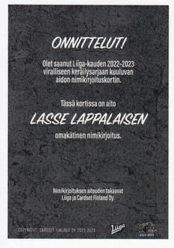 2022-23 Cardset Finland - Signature #NNO Lasse Lappalainen Back
