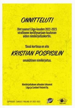 2022-23 Cardset Finland - Signature Limited Edition #NNO Kristian Pospisil Back