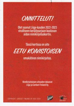 2022-23 Cardset Finland - Signature Limited Edition #NNO Eetu Koivistoinen Back