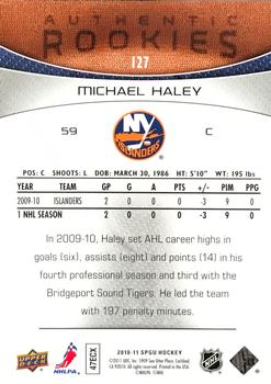 2010-11 SP Game Used #127 Michael Haley  Back