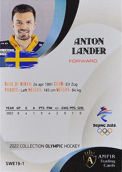 2022 AMPIR Olympic Games (Unlicensed) #SWE19-1 Anton Lander Back