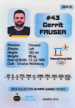 2018 AMPIR Olympic Games (Unlicensed) #GER16 Gerrit Fauser Back