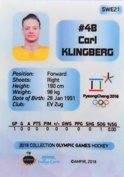 2018 AMPIR Olympic Games (Unlicensed) #SWE21 Carl Klingberg Back