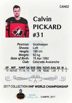 2016-17 AMPIR IIHF World Championship #CAN02 Calvin Pickard Back