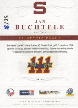 2014-15 Anniversary HC Sparta Praha 111 let - Canvas #SP-15 Jan Buchtele Back