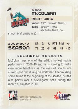2010-11 In The Game Heroes and Prospects #79 Shane McColgan Back