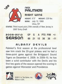 2010-11 In The Game Heroes and Prospects #129 Nick Palmieri Back