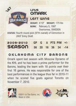 2010-11 In The Game Heroes and Prospects #147 Linus Omark Back