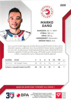 2022-23 SportZoo Tipsport ELH - Promo #9 Marko Dano Back