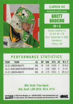 2022-23 Choice London Knights (OHL) #4 Brett Brochu Back