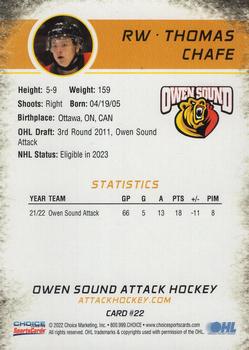 2022-23 Choice Owen Sound Attack (OHL) #22 Thomas Chafe Back