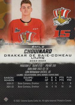 2022-23 Extreme Baie-Comeau Drakkar (QMJHL) #NNO Emile Chouinard Back