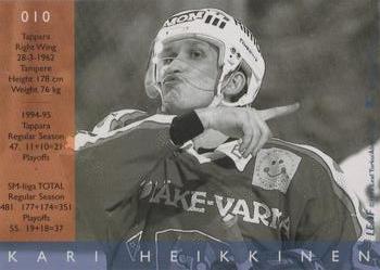 1995-96 Leaf Sisu SM-Liiga (Finnish) - Promo Cards #010 Kari Heikkinen Back