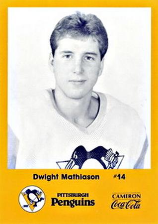 1986-87 Cameron Coca-Cola Pittsburgh Penguins #NNO Dwight Mathiasen Front