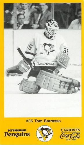 1988-89 Cameron Coca-Cola Pittsburgh Penguins #NNO Tom Barrasso Front
