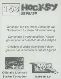 1998-99 Swiss Power Play Stickers #153 Cristobal Huet Back