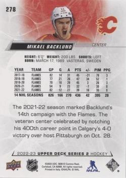 2022-23 Upper Deck - Speckled Rainbow Foil #278 Mikael Backlund Back