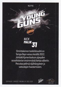 2022-23 Cardset Finland - Young Guns #YG 7 Nick Malik Back