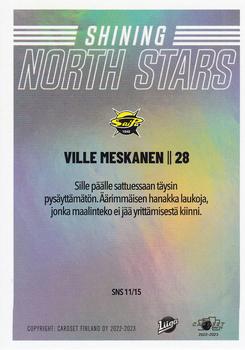 2022-23 Cardset Finland - Shining North Stars #SNS 11 Ville Meskanen Back