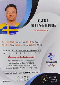 2022 AMPIR Olympic Games (Unlicensed) - Autograph #SWE14 Carl Klingberg Back