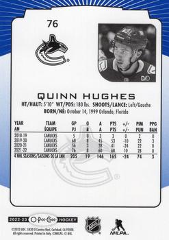 2022-23 O-Pee-Chee - Blue Border #76 Quinn Hughes Back