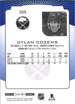 2022-23 O-Pee-Chee - Blue Border #105 Dylan Cozens Back