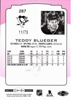 2022-23 O-Pee-Chee - Neon Pink Border #287 Teddy Blueger Back