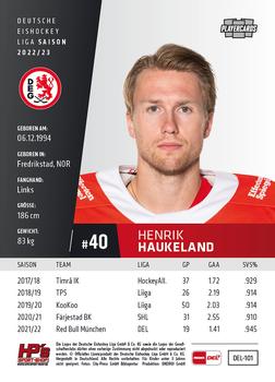 2022-23 Playercards (DEL) #101 Henrik Haukeland Back