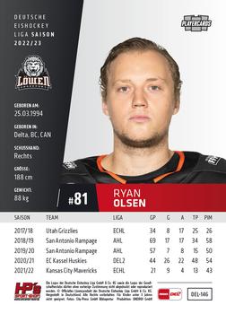 2022-23 Playercards (DEL) #146 Ryan Olsen Back