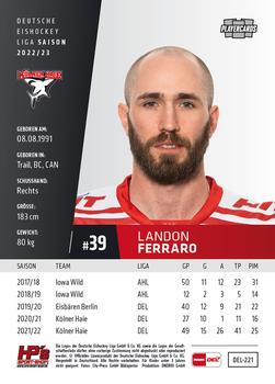 2022-23 Playercards (DEL) #221 Landon Ferraro Back