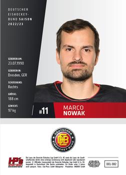 2022-23 Playercards (DEL) #382 Marco Nowak Back