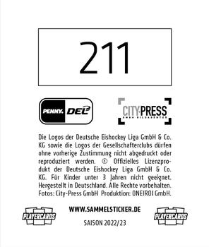 2022-23 Playercards Stickers (DEL) #211 Landon Ferraro Back