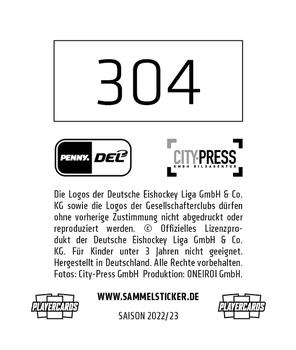 2022-23 Playercards Stickers (DEL) #304 Boaz Bassen Back