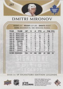 2020-21 SP Signature Edition Legends - Gold Foil #297 Dmitri Mironov Back