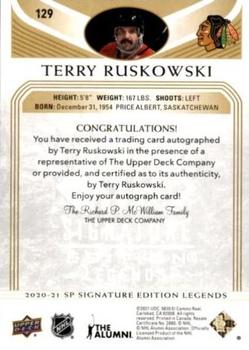 2020-21 SP Signature Edition Legends - Gold Spectrum Foil Autographs #129 Terry Ruskowski Back