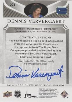 2020-21 SP Signature Edition Legends - Black #221 Dennis Ververgaert Back