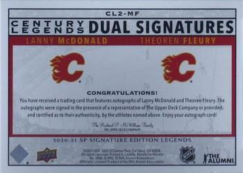 2020-21 SP Signature Edition Legends - Century Legends Signatures Dual #CL2-MF Lanny McDonald / Theoren Fleury Back