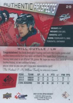 2021-22 SP Game Used CHL - Memorabilia Red #29 Will Cuylle Back