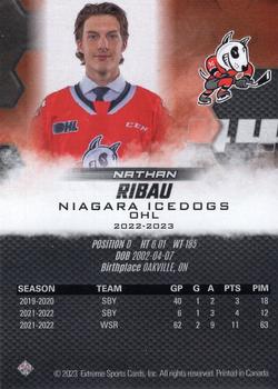 2022-23 Extreme Niagara IceDogs (OHL) #NNO Nathan Ribau Back
