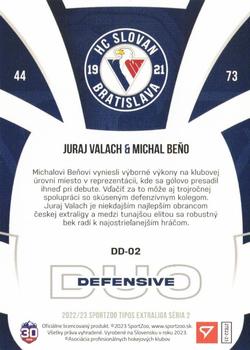 2022-23 SportZoo Tipos Extraliga Seria 2 - Defensive Duo #DD-02 Juraj Valach / Michal Beno Back